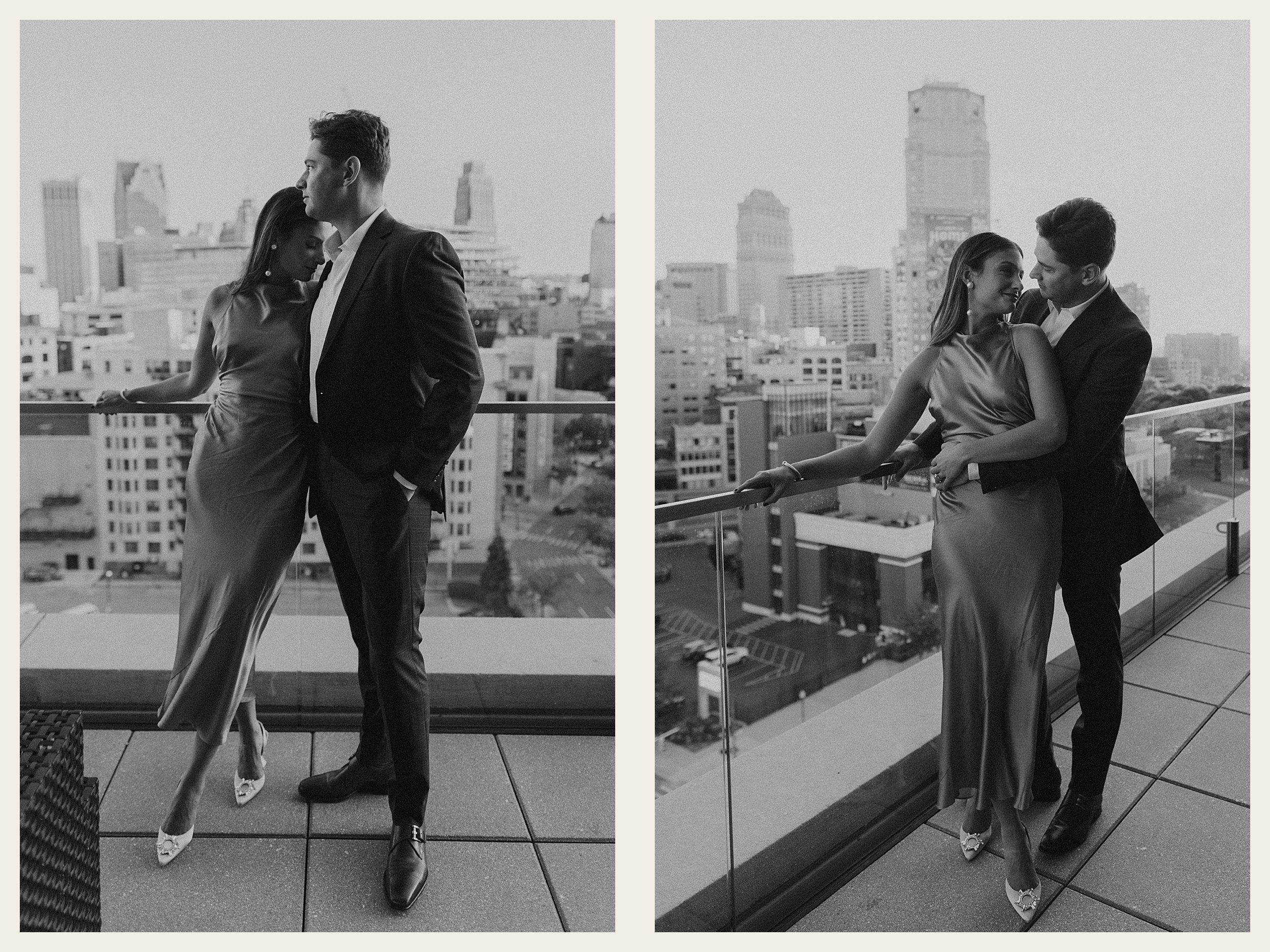 couple hugging on rooftop