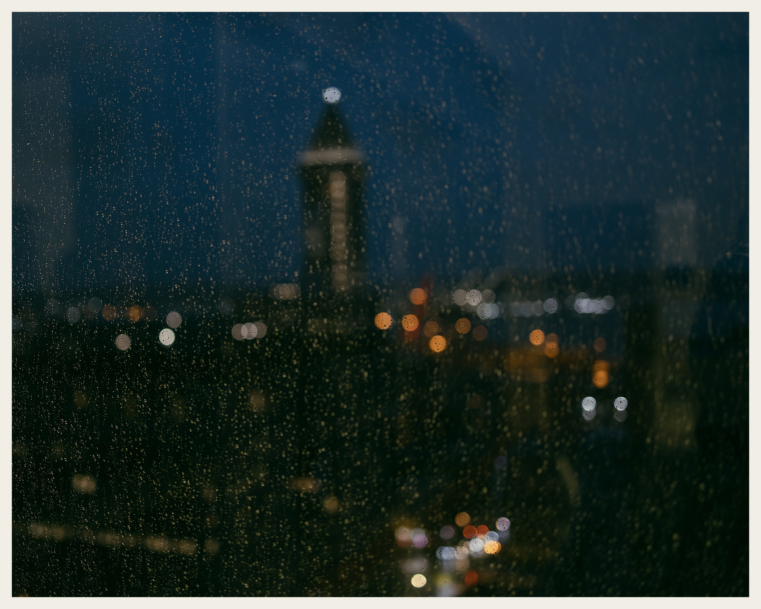 rainy window at night