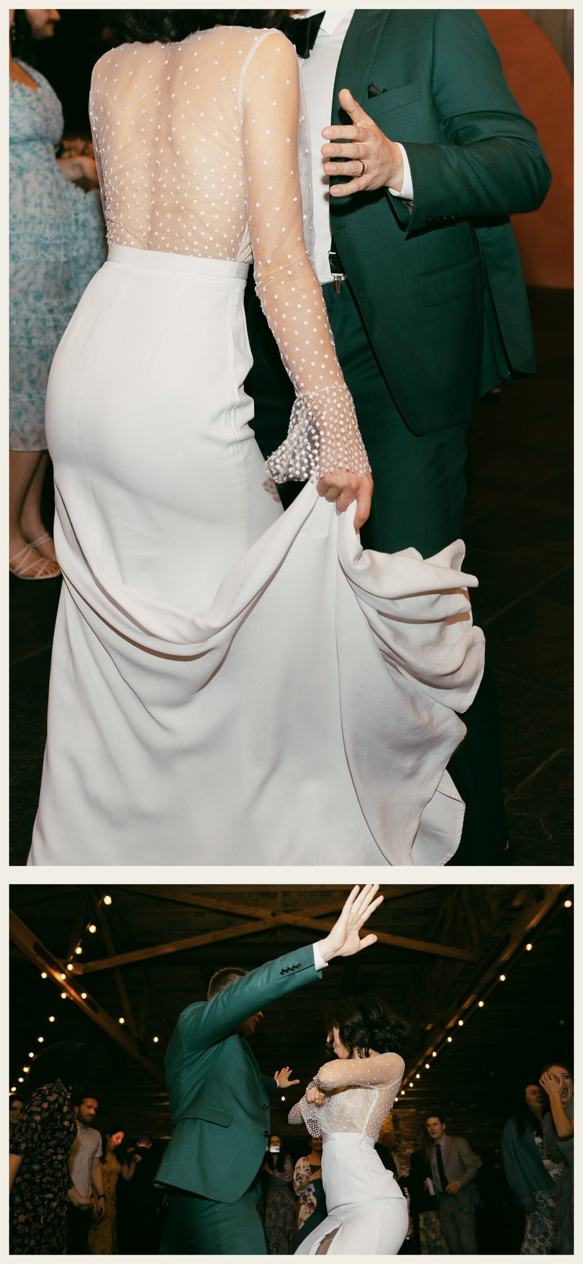 bride and groom dancing