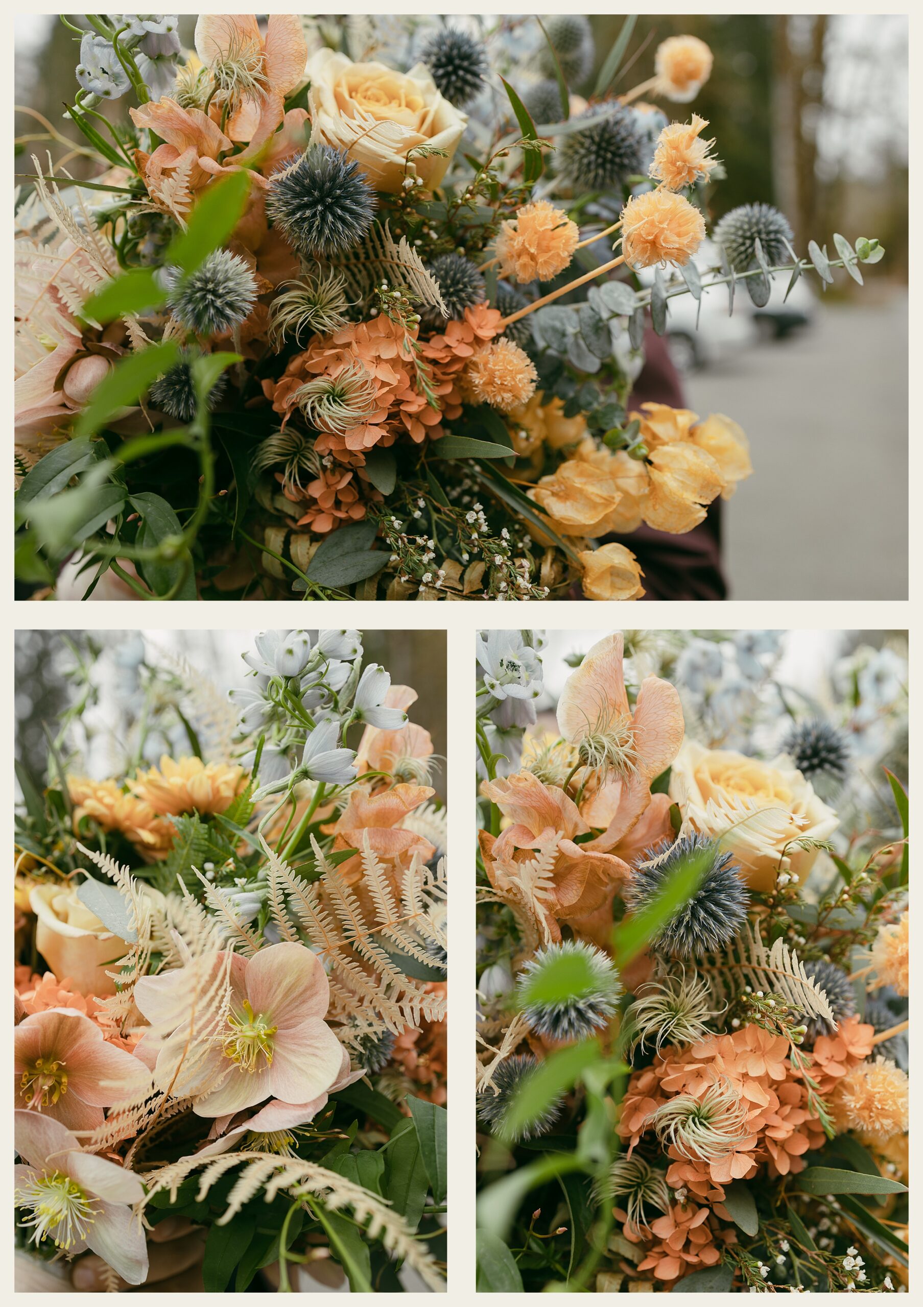 orange and blue wedding flowers