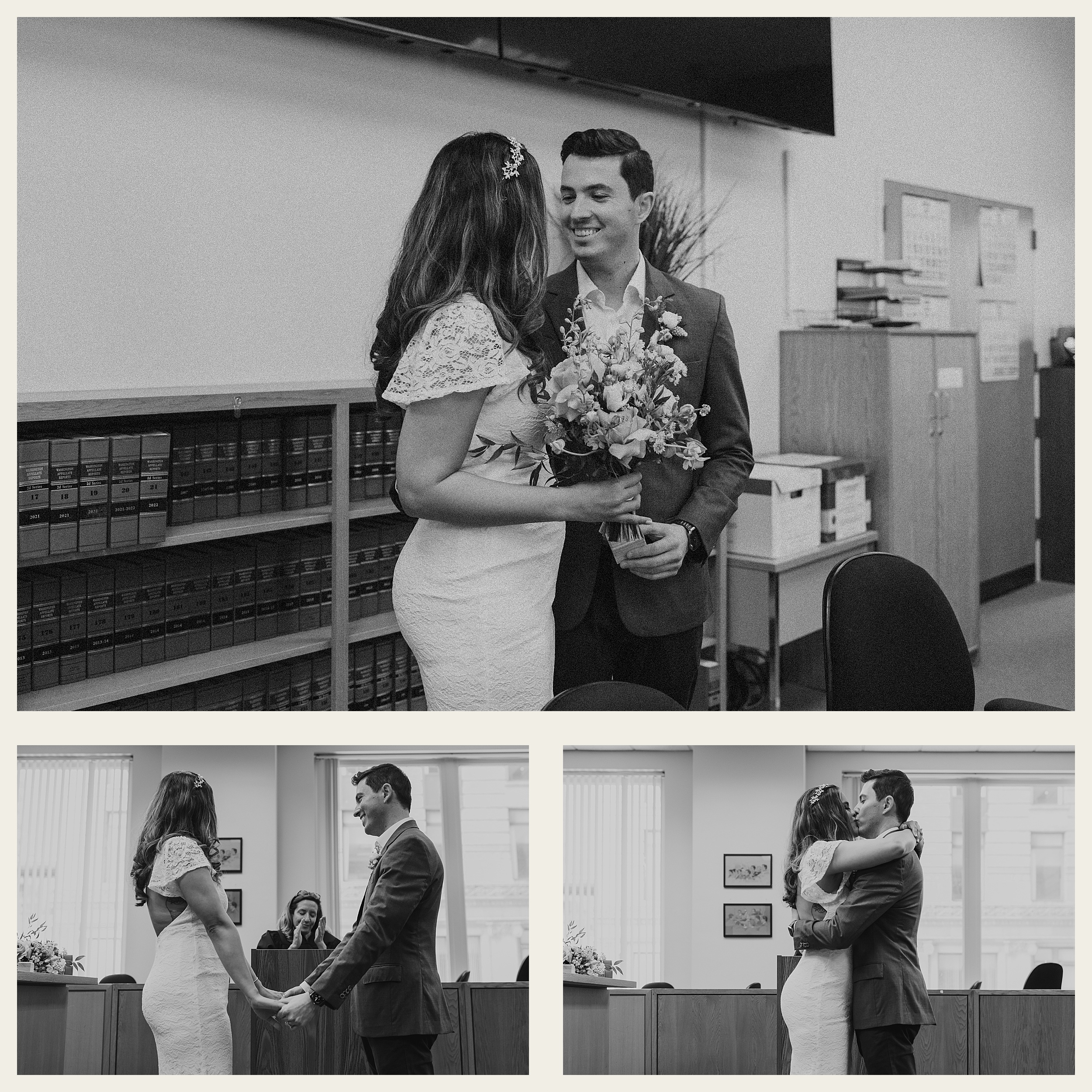 bride and groom courthouse wedding ceremony