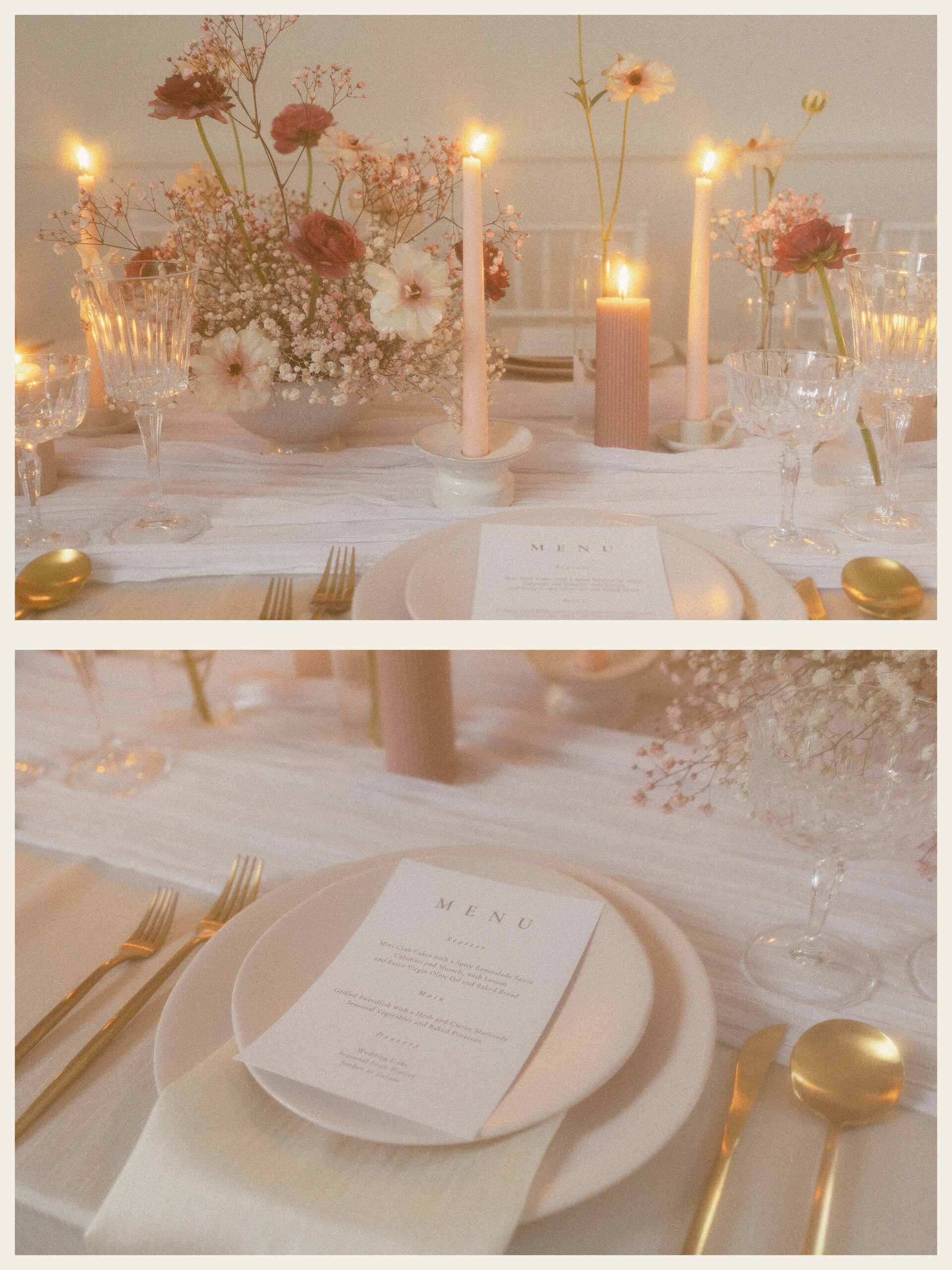 blush pink wedding tablescape